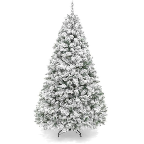 7.5' Premium Snow Flocked Artificial Pine Christmas Tree w/ Foldable Metal Base  - Lot 619