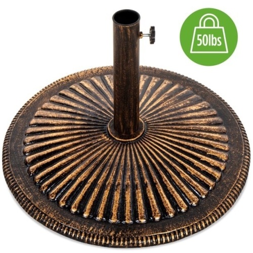 50lb Round Heavy-Duty Cast Iron Rustic Patio Umbrella Base Stand  - Lot 829