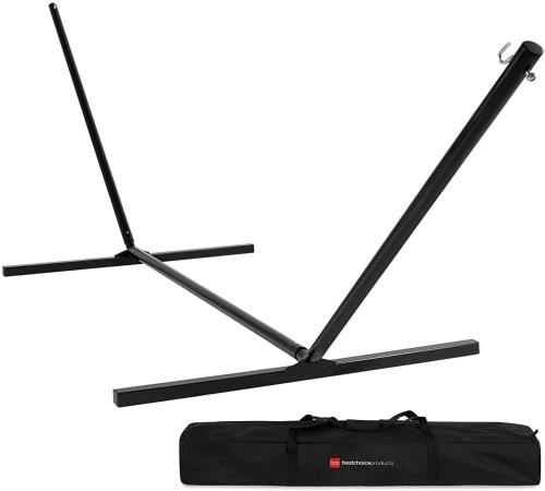 15ft Steel Beam Hammock Stand w/Weather-Resistant, Powder-Coated Finish, Adjustable Hanging Hooks, Carrying Case - Lot 854