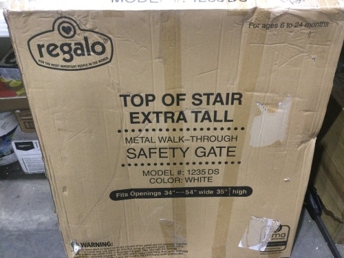 Regalo Top of Stair Extra Tall Metal Walk-Through Safety Gate  - Lot 1157