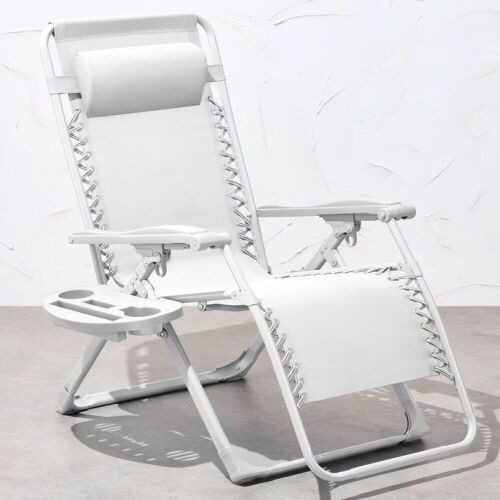 Monochromatic Zero Gravity Patio Chair Recliner w/ Side Tray, Headrest - Lot 281