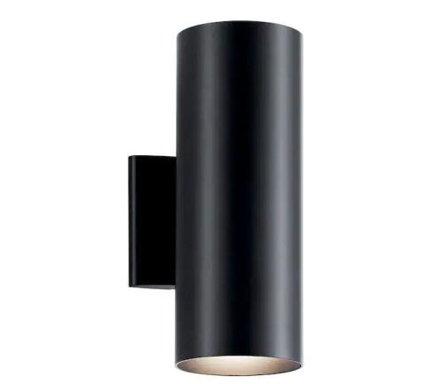 KICHLER Independence 12 in. 2-Light Black Outdoor Hardwired Wall Cylinder Sconce - Lot 313