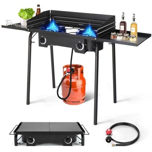 2-Burner Propane Camping Stove with Wind Panel and Workstation - Lot 339