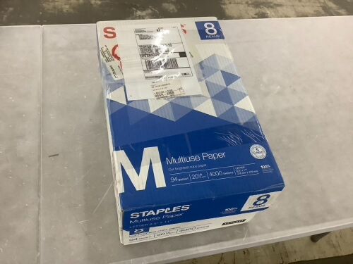 Staples Multiuse Copy Paper, 8.5" x 11", 20 lbs., 94 Brightness, 4000 Sheets - Lot 342