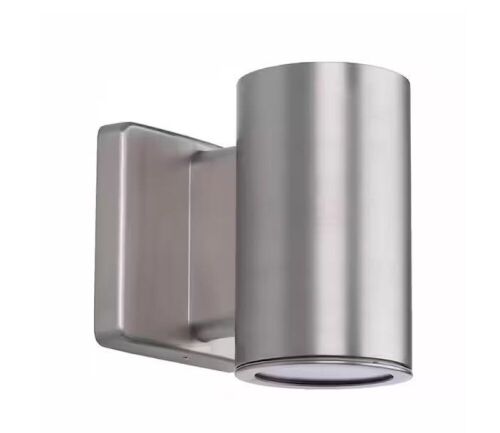 Progress Lighting Cylinders Collection 3" Satin Nickel LED Modern Outdoor Small Wall Lantern Light - Lot 355