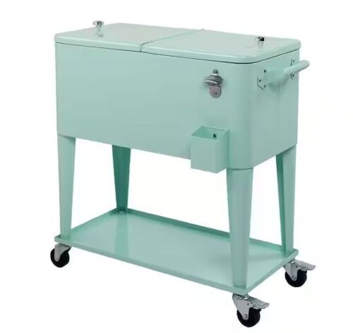 Mint 80 Qt. Iron Beverage Wheeled Cooler with Shelf - Lot 359