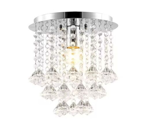 JONATHAN Y Lillibet 9.88 in. 1-Light Chrome Traditional Transitional Iron LED Semi Flush Mount, Clear - Lot 361