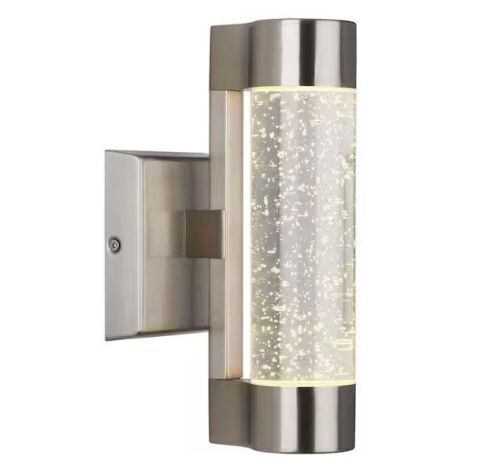 Artika Essence Stainless Steel Modern Bubble Glass Integrated LED Outdoor Hardwired Cylinder Sconce - Lot 364