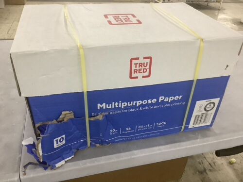 TruRed Multipurpose Paper, 8.5" x 11", 20 lbs., 96 Brightness, 5000 Sheets - Lot 385