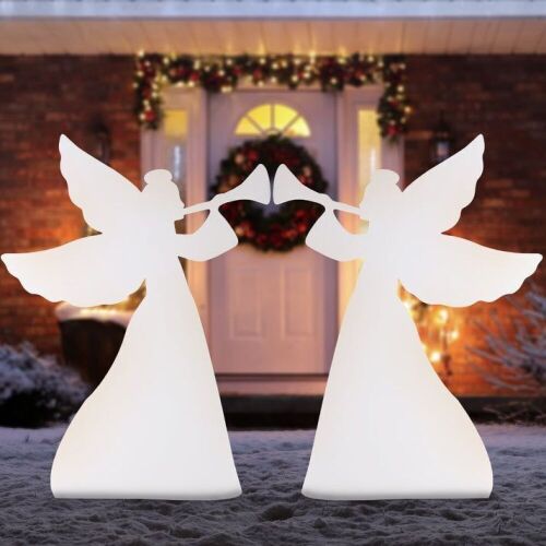 Set of 2 Christmas Angel Yard Decorations w/ Weather-Resistant PVC - 3ft - Lot 574