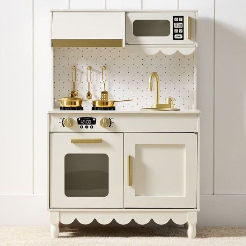 Pretend Play Cottage Kitchen Wooden Toy Set for Kids w/ 5 Accessories - Lot 862