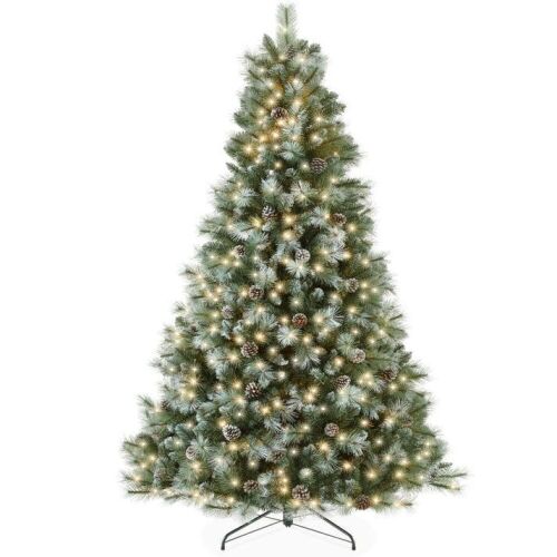 6' Pre-Lit Frosted Artificial Scotch Pine Christmas Tree w/ Metal Stand - Lot 450