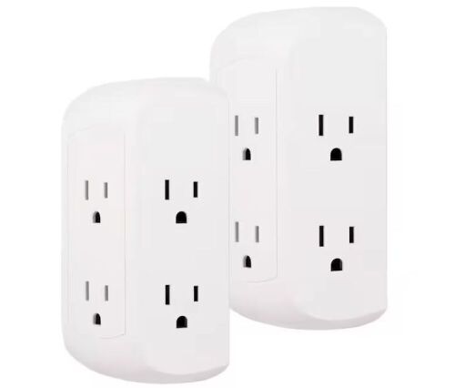 Lot of (5) GE 6-Outlet Wall Tap Surge Protector, 560J, White, 2-Pack - Lot 557