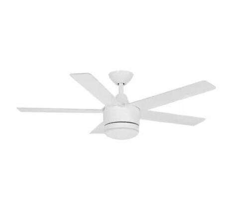 Home Decorators Collection Merwry 48 in. Integrated LED Indoor White Ceiling Fan with Light Kit and Remote Control - Lot 434
