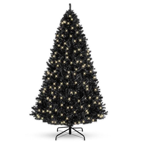 Lot of (2) 12' Pre-Lit Artificial Black Christmas Tree w/ Incandescent Lights, Metal Stand - Lot 134