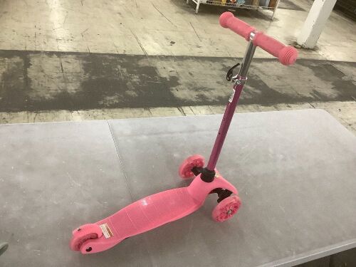 Kids Mini Kick Scooter Toy w/ Colorful Light-Up Wheels, Adjustable T-Bar - Lot 128