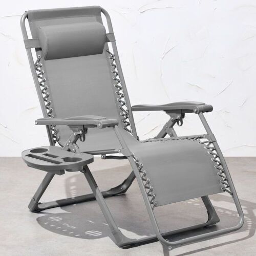 Monochromatic Zero Gravity Patio Chair Recliner w/ Side Tray, Headrest - Lot 220