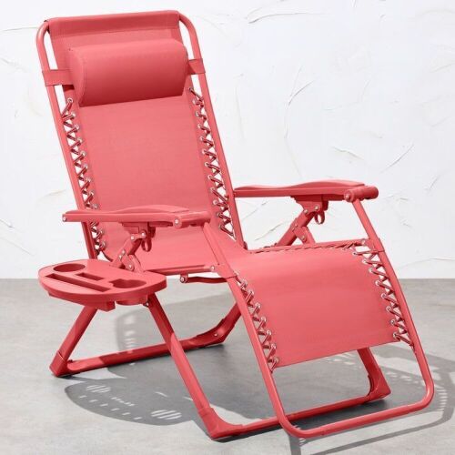 Monochromatic Zero Gravity Patio Chair Recliner w/ Side Tray, Headrest - Lot 224