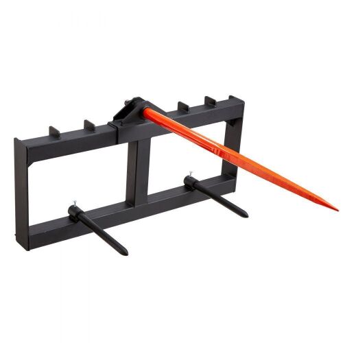 VEVOR 49" Hay Bale Spear, 1600lbs Loading Capacity, Skid Steer Loader Tractor Attachment with 2pcs 17.5" Stabilizer Spears - Lot 15