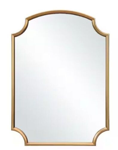Home Decorators Collection 19.75 in. W x 27.5 in. H Novelty/Specialty Polystyrene Framed Wall Bathroom Vanity Mirror in Gold - Lot 808