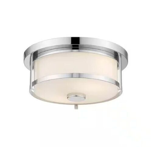 Savannah 11 in. 2-Light Chrome Flush Mount with Matte Opal Shade - Lot 408