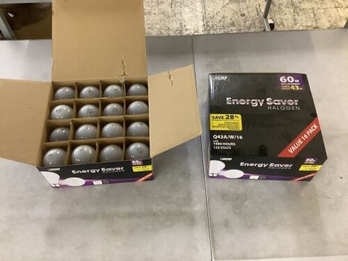 Lot of (2) Feit Electric Halogen 43W (60W Equivalent) Bright White Light Bulbs, Mercury Free, 16 Pack - Lot 424