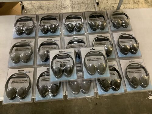 Lot of (17) Audiovox Dual Channel Wireless Fold-Flat Headphones  - Lot 41