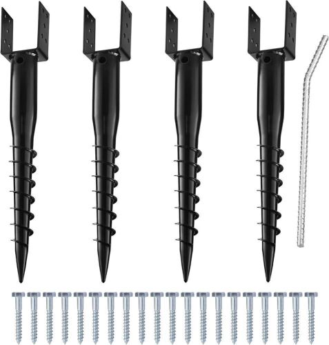 Premium No Dig Ground Anchor, DIY Screw in Post Stake, U-Model 27 Inch, Fits Standard 4x4 Post (3.5" x 3.5" Inch), 4 Pack  - Lot 522