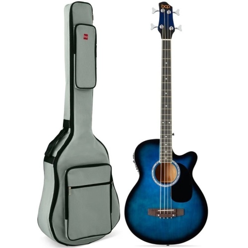 Acoustic Electric Bass Guitar w/ Equalizer, Truss Rod, Padded Gig Bag - Lot 7792