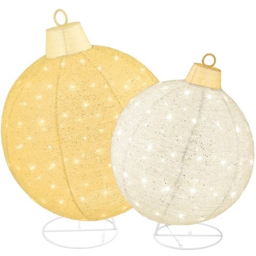 2pc Lighted Pop-Up Christmas Ornaments Decoration w/ 180 LED Lights, Stand - Lot 7794