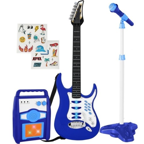 Kids Electric Guitar Toy Play Set w/ 6 Songs, Microphone, Amp - Lot 6554