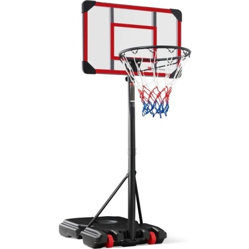 Kids Height-Adjustable Basketball Hoop, Square Backboard w/ 2 Wheels - Lot 7876