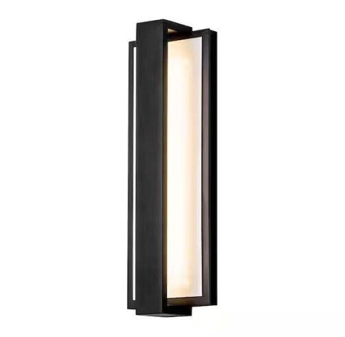 RRTYO Lorise Black Modern Integrated LED Indoor/Outdoor Hardwired Porch Light Wall Lantern Sconce - Lot 338