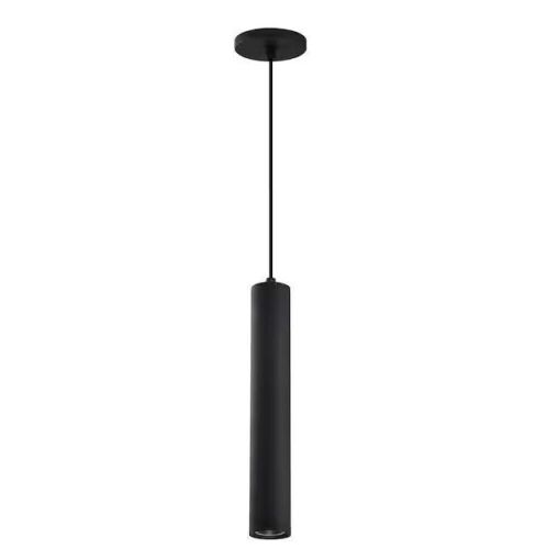 SATCO Century 12-Watt 1-Light Matte Black Cylinder Integrated LED Mini Pendant Light with Clear Acrylic Shade - Lot 346