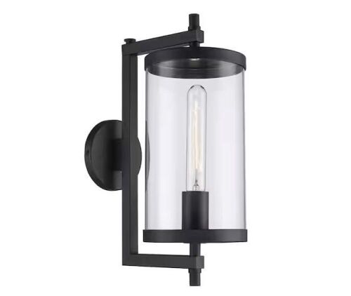 Hampton Bay Lisbon 15.88 in. 1-Light Black Outdoor Wall Light Fixture with Clear Glass - Lot 357