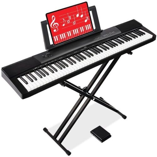 88-Key Digital Piano Set w/ Semi-Weighted Keys, Stand, Sustain Pedal - Lot 91