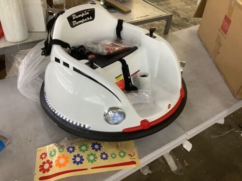 6V Kids Ride On Bumper Car Toy w/ Remote, Harness, Lights, 360 Degree Spin - Lot 257