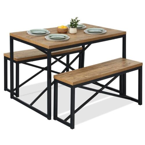 3-Piece Bench Style Dining Furniture Set w/ 2 Benches, Table - 45.5in - Lot 86