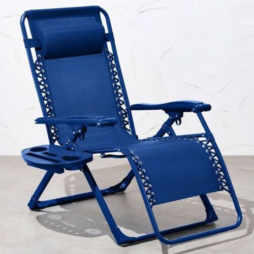 Monochromatic Zero Gravity Patio Chair Recliner w/ Side Tray, Headrest - Lot 851