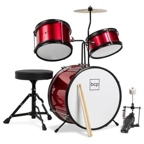 Kids Beginner 3-Piece Drum, Musical Instrument Set w/ Sticks, Stool, Pedal - Lot 283