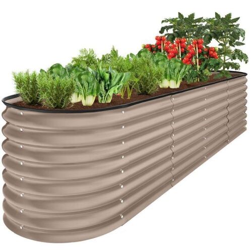 Metal Raised Garden Bed, Oval Outdoor Planter Box for Vegetables - 8x2x2ft - Lot 543