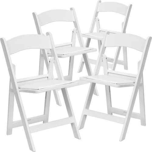 Flash Furniture White Standard Folding Chair with Upholstered Seat, 4 Pack  - Lot 836
