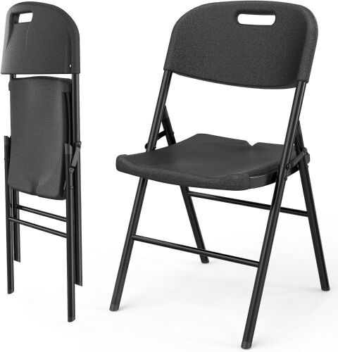 VINGLI Portable HDPE Folding Chairs with Steel Frame, 2 Pack  - Lot 416