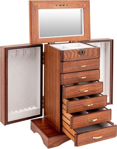 Wooden Jewelry Box Organizer, 11.1“x6.9”x14.2“ - Lot 512