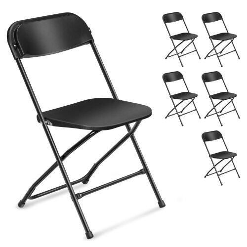 VINGLI Portable Plastic Folding Chair 350lb Stackable Seat with Steel Frame, 6 Pack  - Lot 606