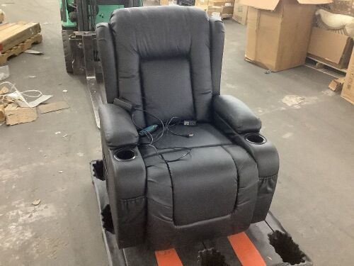 Electric Power Lift Recliner Massage Chair w/ Heat, USB Port, Cupholders - Minor Cosmetic Damage, 1 Broken Clip on Backrest - Lot 68