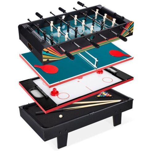 4-in-1 Multi Game Table Set w/ Air Hockey, Table Tennis, Billiards, Foosball - Lot 805