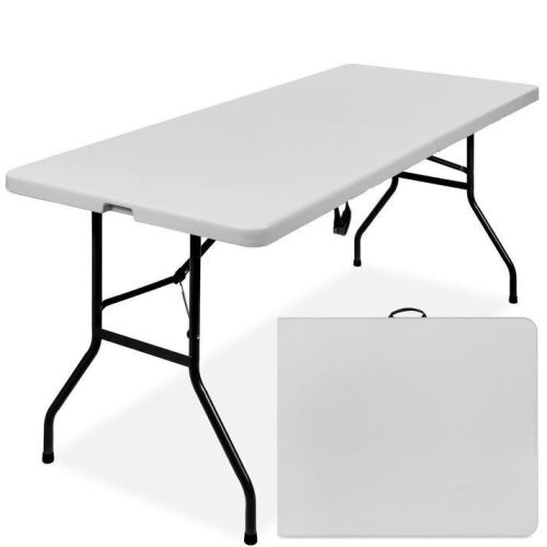 Portable Folding Plastic Dining Table w/ Handle, Lock - 6ft - Lot 106