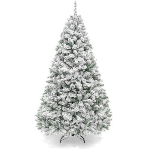 4.5' Snow Flocked Artificial Pine Christmas Tree w/ Foldable Metal Base - Lot 719