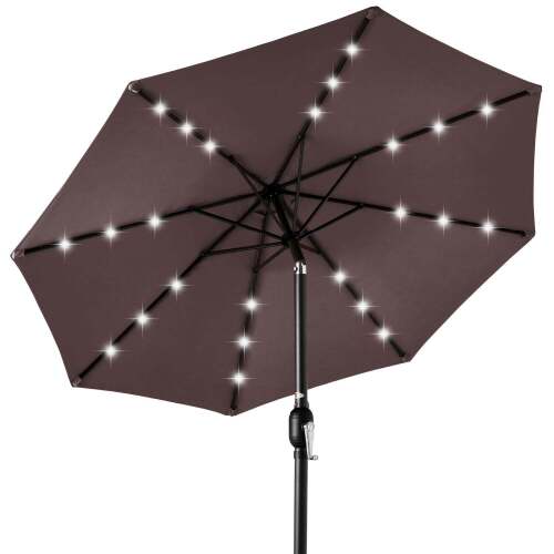 Solar LED Lighted Patio Umbrella w/ Tilt Adjustment, UV-Resistant- 10ft - Lot 2264